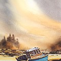 Blue boat Painting by Roland Byrne Blue boat Painting by Roland Byrne