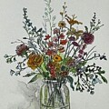 Wild Flowers in Glass Jar by Quwatha Valentine