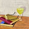 Wine and a Good Book Painting by Joseph Burger Wine and a Good Book Painting by Joseph Burger