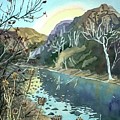 Winter Afternoon Malibu Canyon Painting by Luisa Millicent Winter Afternoon Malibu Canyon Painting by Luisa Millicent