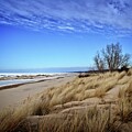 Winter at Oval Beach with Clouds by Michelle Calkins