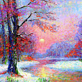 Winter Nightfall, Snow Scene Painting by Jane Small Winter Nightfall, Snow Scene Painting by Jane Small