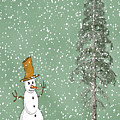 Winter Scene With Snowman 5 Mixed Media by David Dehner Winter Scene With Snowman 5 Mixed Media by David Dehner