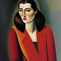 Woman in red by Christina Fairhead Art and Merch