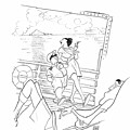 Woman Leans on Captain by Al Hirschfeld