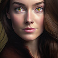Woman Portrait 22 Brown Hair Hazel Eyes Digital Art by Matthias Hauser Woman Portrait 22 Brown Hair Hazel Eyes Digital Art by Matthias Hauser