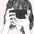 Woman With A Camera - Line Art Graphic Illustration Artwork Digital Art by Sambel Pedes Woman With A Camera - Line Art Graphic Illustration Artwork Digital Art by Sambel Pedes