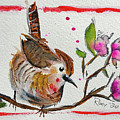Wren in a Cherry Blossom Tree Painting by Roxy Rich Wren in a Cherry Blossom Tree Painting by Roxy Rich