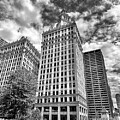 Wrigley Building and Chicago Tribune Photo in Black and White by Alissa Beth Photography