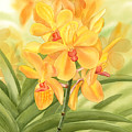 Yellow Orchid Painting by Espero Art Yellow Orchid Painting by Espero Art
