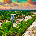 Yuba City and the water tower, California - digital painting Digital Art by Nicko Prints Yuba City and the water tower, California - digital painting Digital Art by Nicko Prints